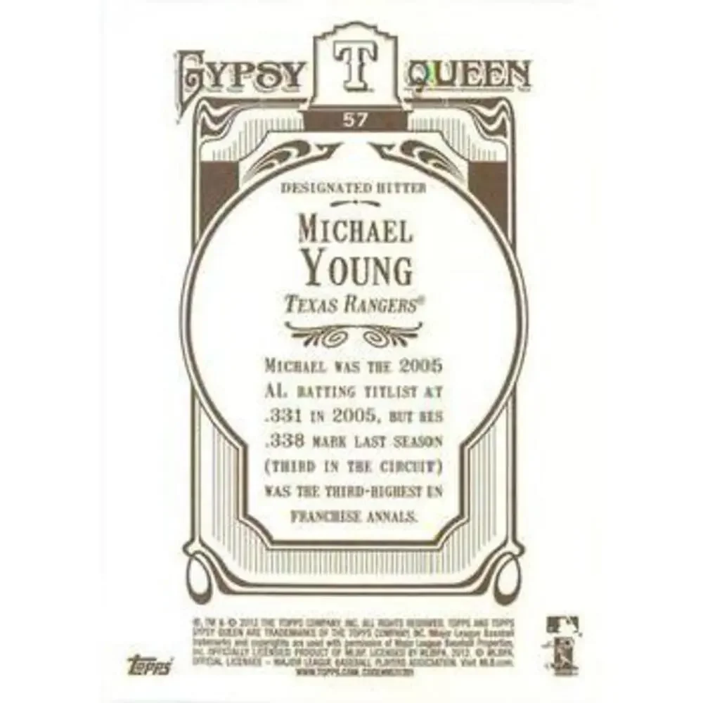 2012 Topps Gypsy Queen Michael Young # 57 Texas Rangers